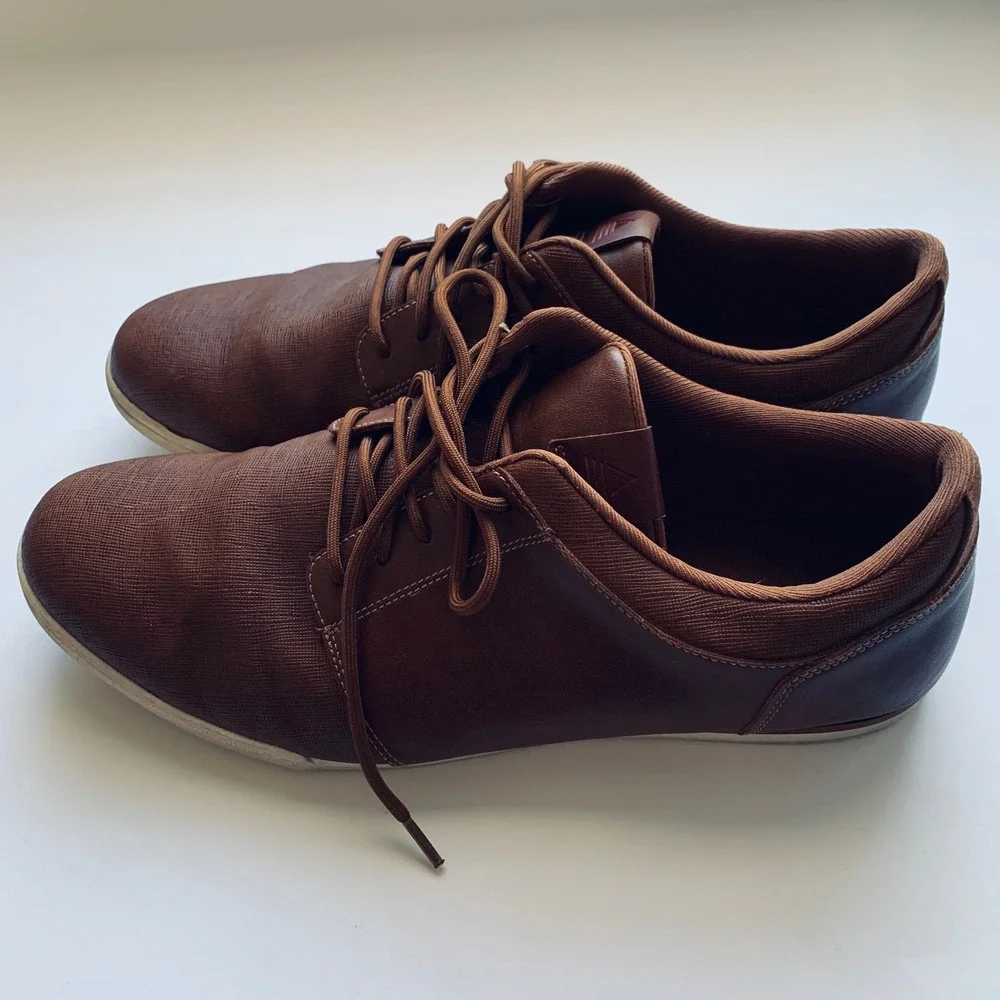 ALDO Mens Brown Leather Lace Up Casual‎ Dress Shoes Size 10